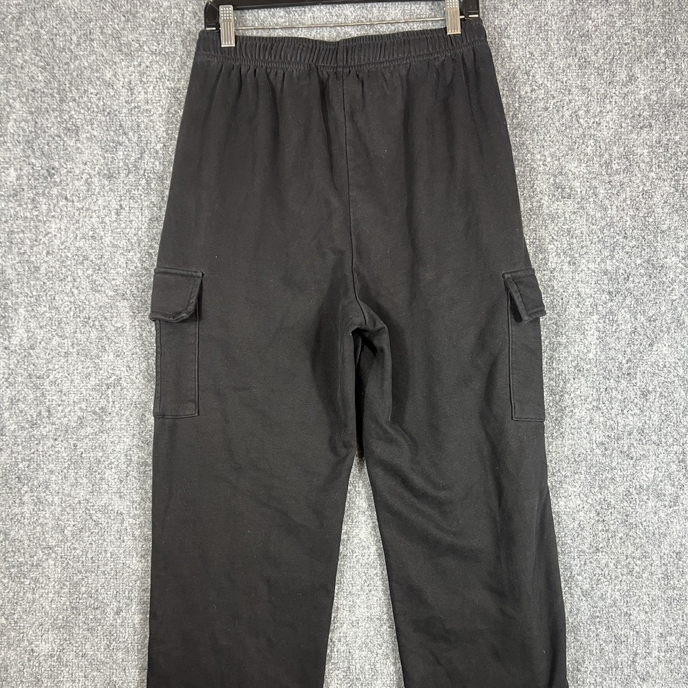 Automate Cargo Pants M black Solid Straight Leg Drawstring Cargo Pockets
